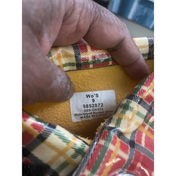 Speedy top Slider  plaid wedge waterproof ankelrubber rain boot - Picture 7 of 8